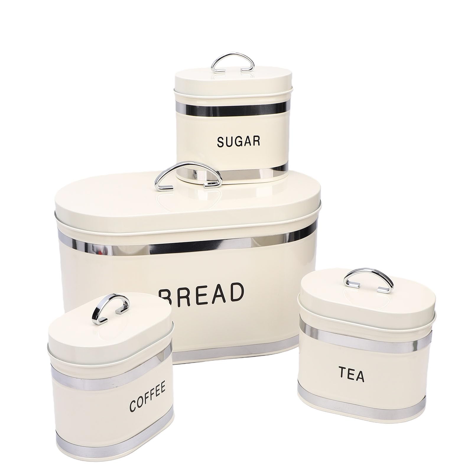 Rengue Portapane per Bancone della, Portapane in Metallo con Chiusura Ermetica, Elegante Set di Contenitori per Conservare Zucchero, tè e caffè, Perfetto per i Panettieri Domestici (WHITE)