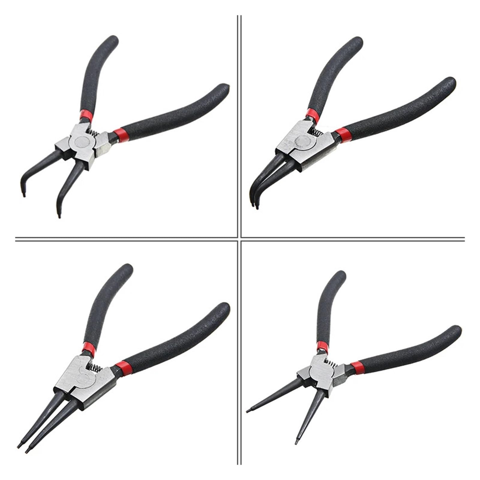 Set Di 4 Pinze for Anelli Elastici Da 7 Pollici, A Becco Lungo, Piegato, Interno Ed Esterno, Strumento Di Rimozione Dell'anello Elastico Di Fissaggio