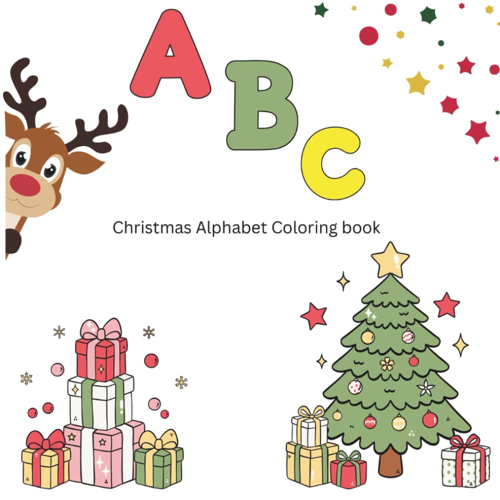 Christmas Alphabet Coloring Book: Simple and Cute Christmas coloring book