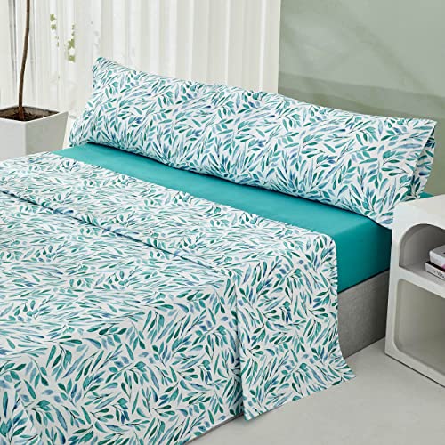 Dalina Textil - Juego Sábana Cama 150- Juego de Sábanas para Cama 3 Piezas, Bajera Ajustable 150x190, Encimera 230x260, 1 Funda Almohada 45x170 (Cama de 150x190cm Estampado)