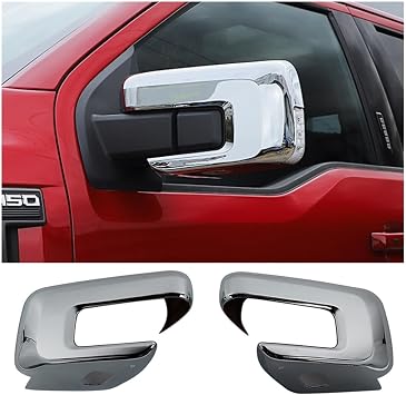 Car Rear View Rearview Side Door Mirror Shell Cover, for Ford FF150 FF-150 2021 2022 Frame Trim Exterior Decoration Accessories,Chrome 2PCS