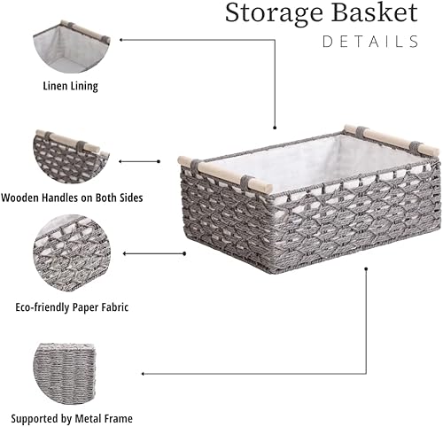 Miniatura 6 de DECOMOMO Cesta de almacenamiento tejida para organización de almacenamiento, cesta pequeña, decoración bohemia para baño, cesta de regalo de