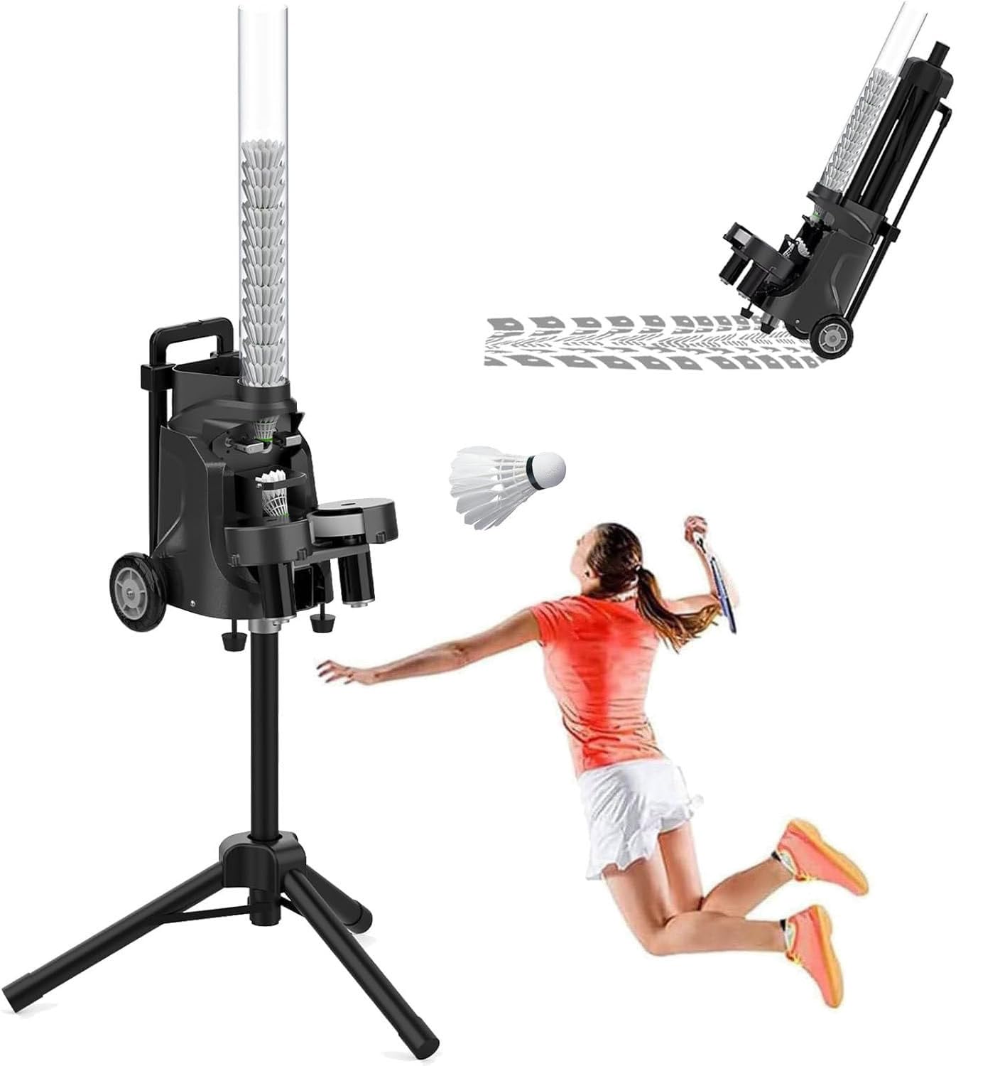 Lanzador de bádminton, máquina automática de bolas con control remoto, equipo de entrenamiento recargable