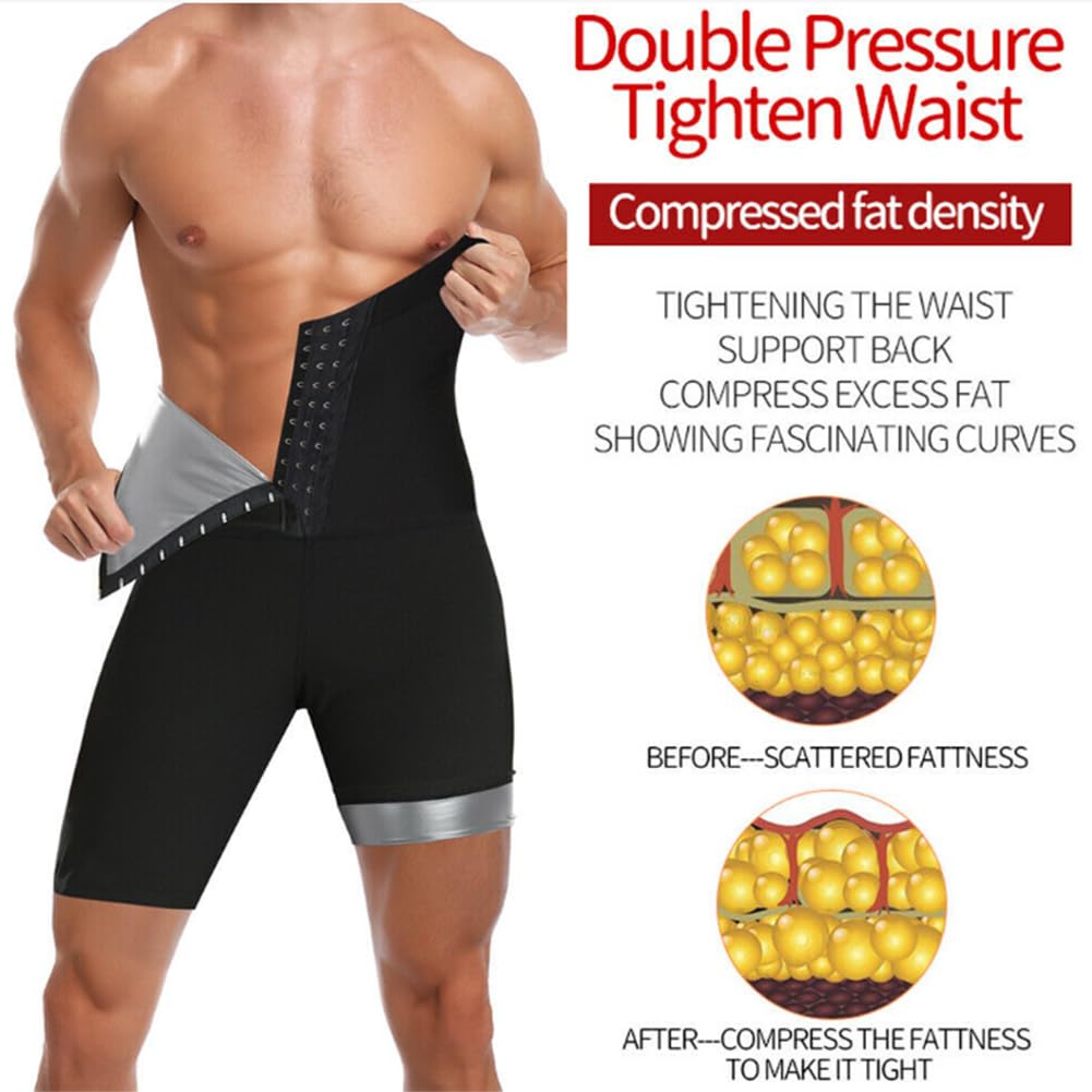 Hombre Pantalones Sauna Corto de Sudoración Cintura Alta Deporte Fajas Reductoras Leggins Reductores Cortas Fuerte Compresión Térmica