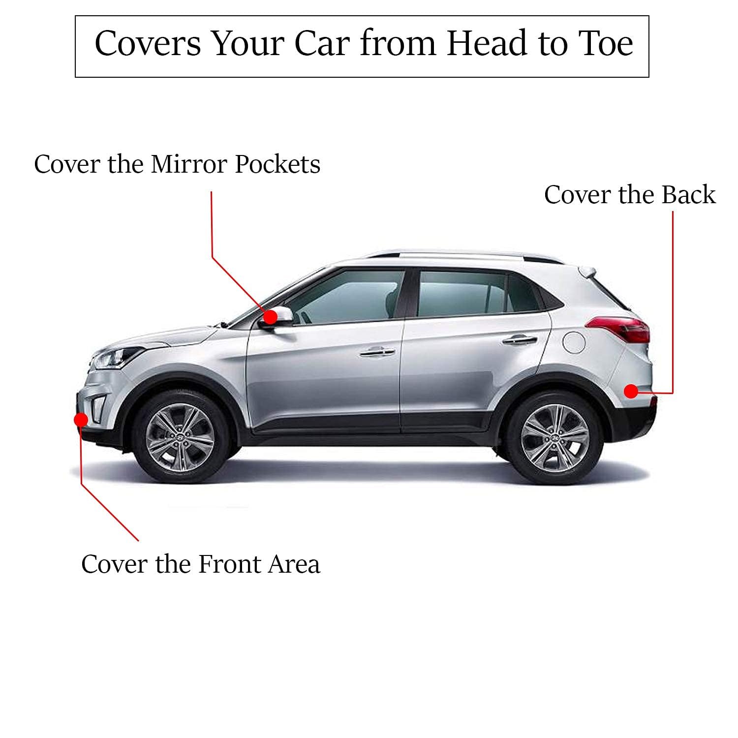 Allextreme HV7004 Car Body Cover Compatible with Hyundai Venue Custom Fit Dustproof UV Heat Resistant Indoor Outdoor Body Protection (Grey with Mirror)