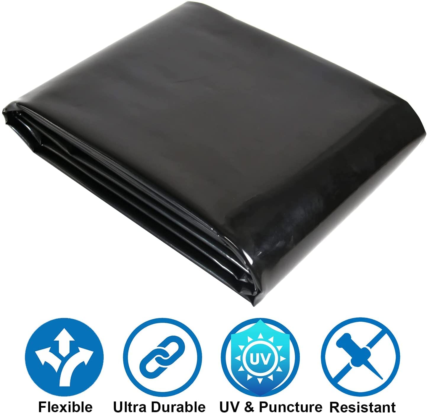 Revestimiento Negro de PVC HDPE para Estanque de Peces Arroyos Fuentes y Cascada de jardín-2.1Mx3M,Espesor 0.3mm