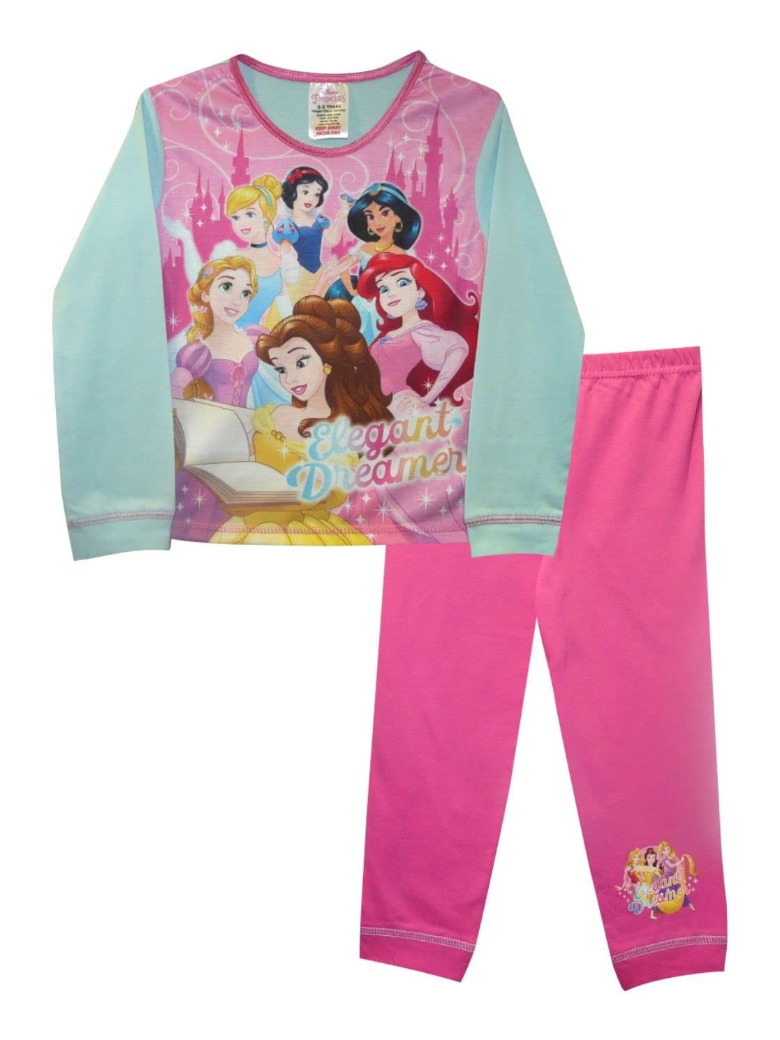 Tdp Girls Pink Children's Kids Disney Princess Pyjamas Pjs Sleepwear (2-3 Years)