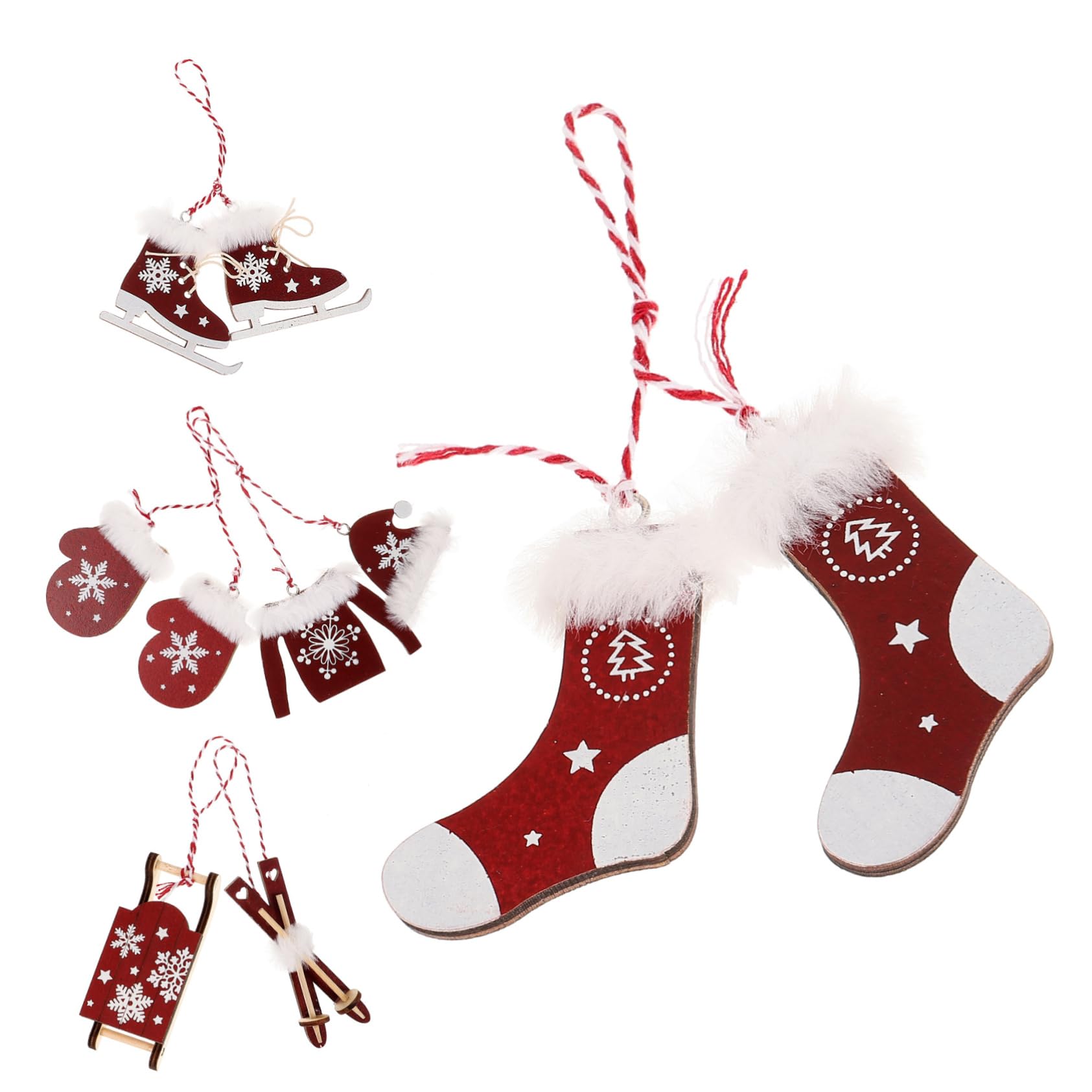 Cabilock 4 Juegos Suministros De Decoración Navideña Colgantes De Esquí. Decoraciones Navideñas Al Aire Arbol De Navidad Colgando Árbol De Navidad Brillo Felpa De Madera 6 Piezas * 4