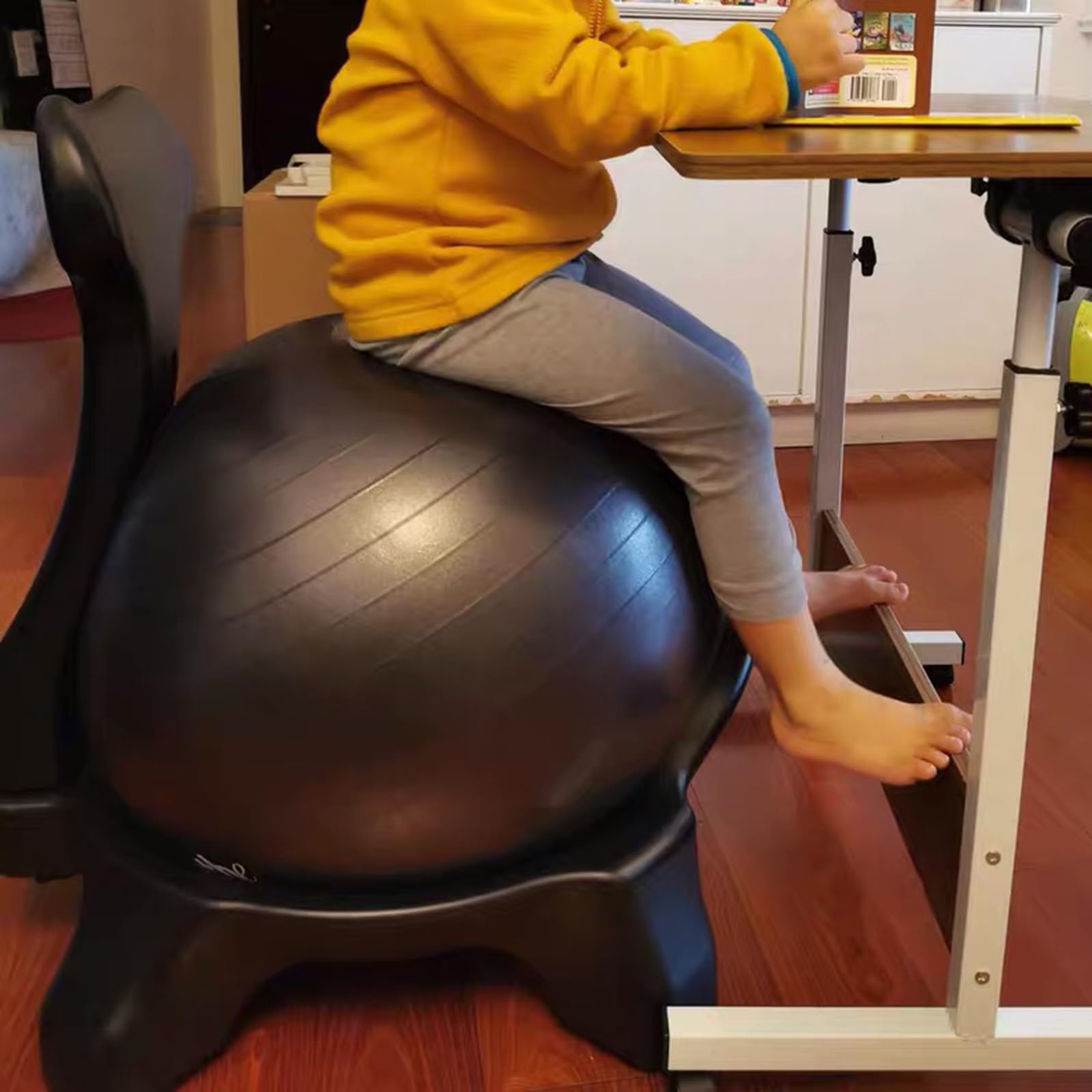 Sedia a Sfera Kit base e palla yoga nera, sedia a sfera flessibile per stabilità per allenamenti di seduta prolungati in ufficio a casa, sedie a sfera sensoriali per fisioterapia
