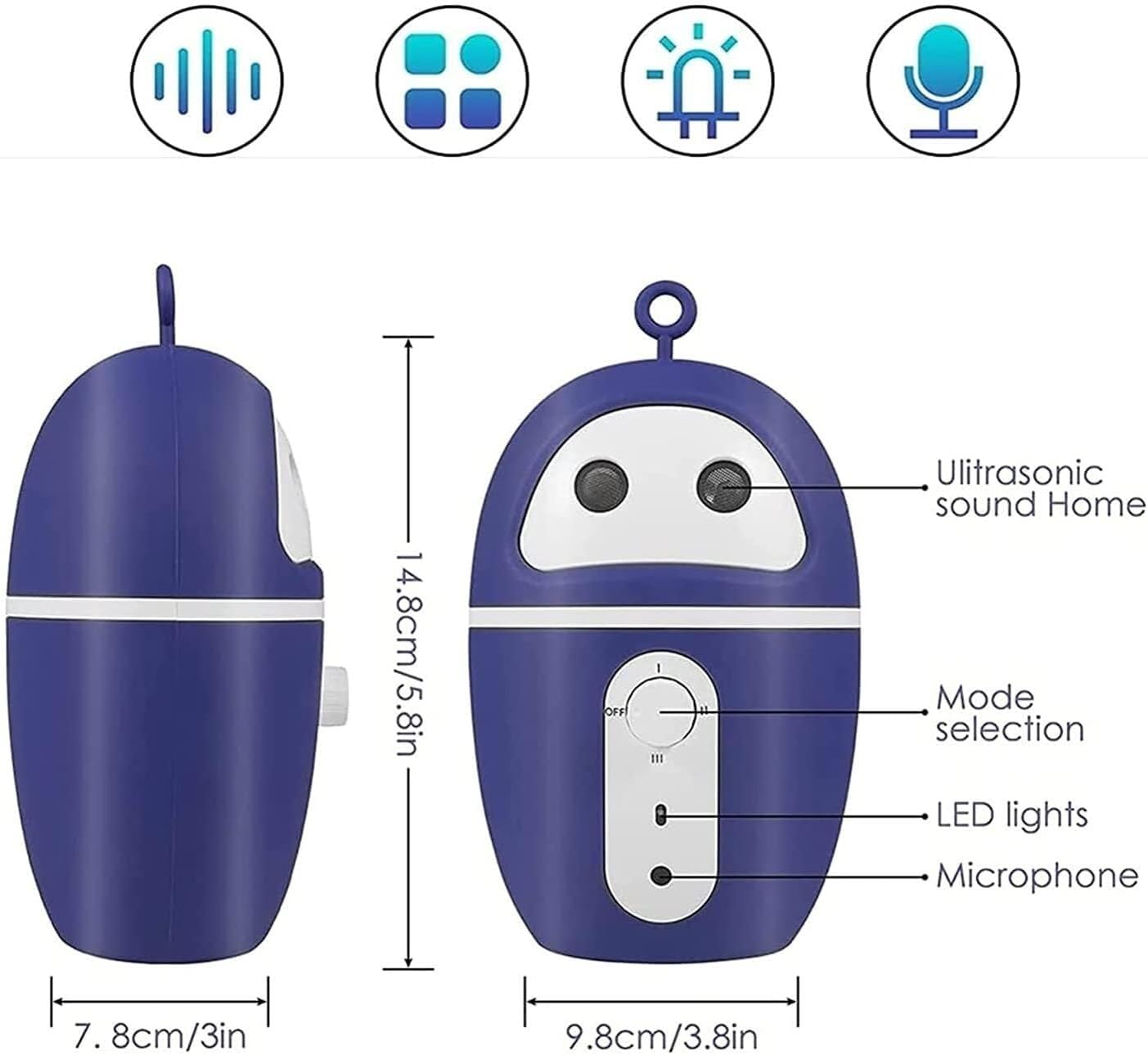 Dog Barking Control Devices Dual Sensor 2-in-1 Ultrasonic Training and Anti Device,Rechargeable Deterrent Outdoor LED