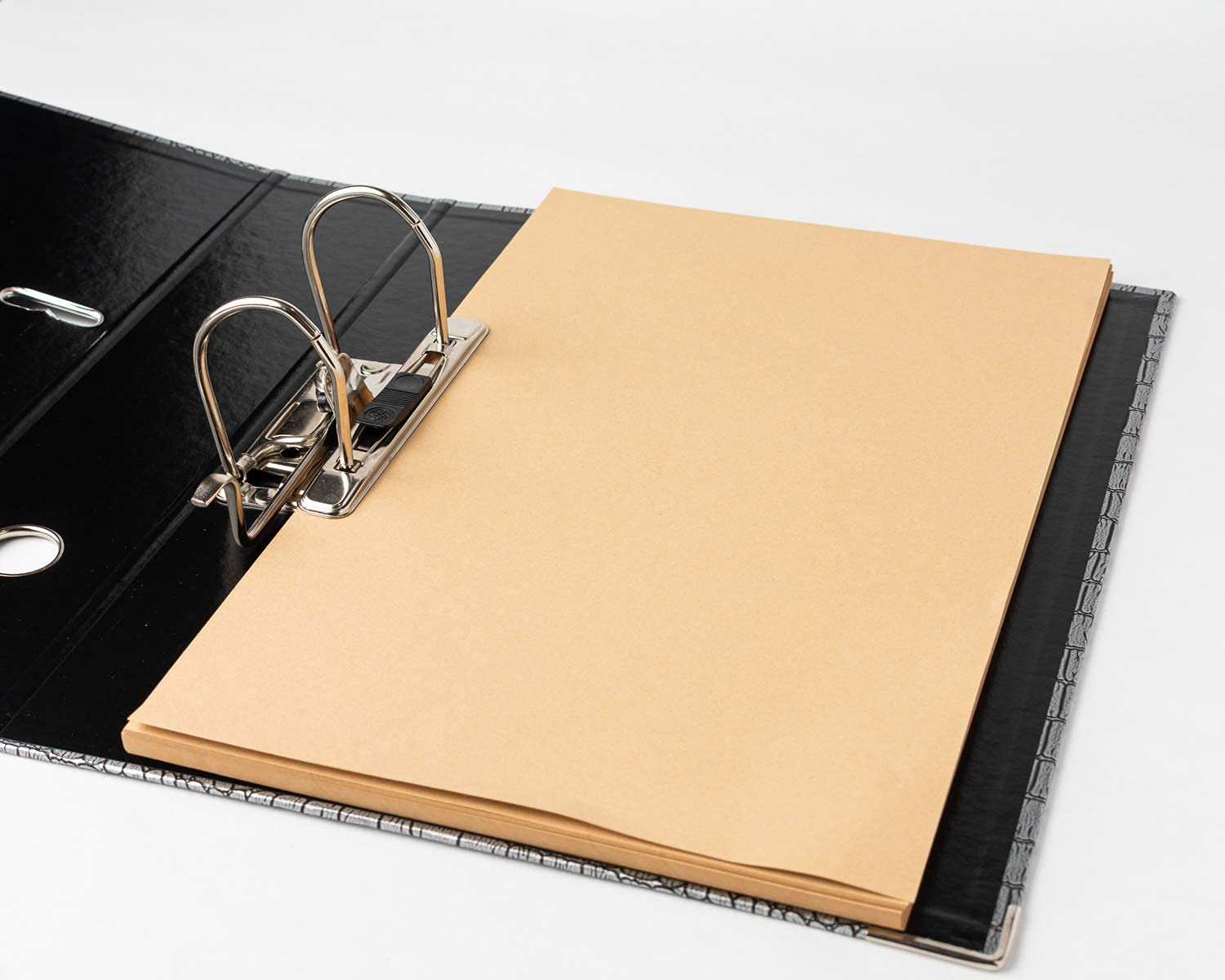 COMMA Croco - Raccoglitore ad anelli a leva, formato protocollo (216 mm x 343 mm), clip da 70 mm, copertina in carta acrilica con motivo a coccodrillo, confezione da 2, (oro bianco + grigio titanio)