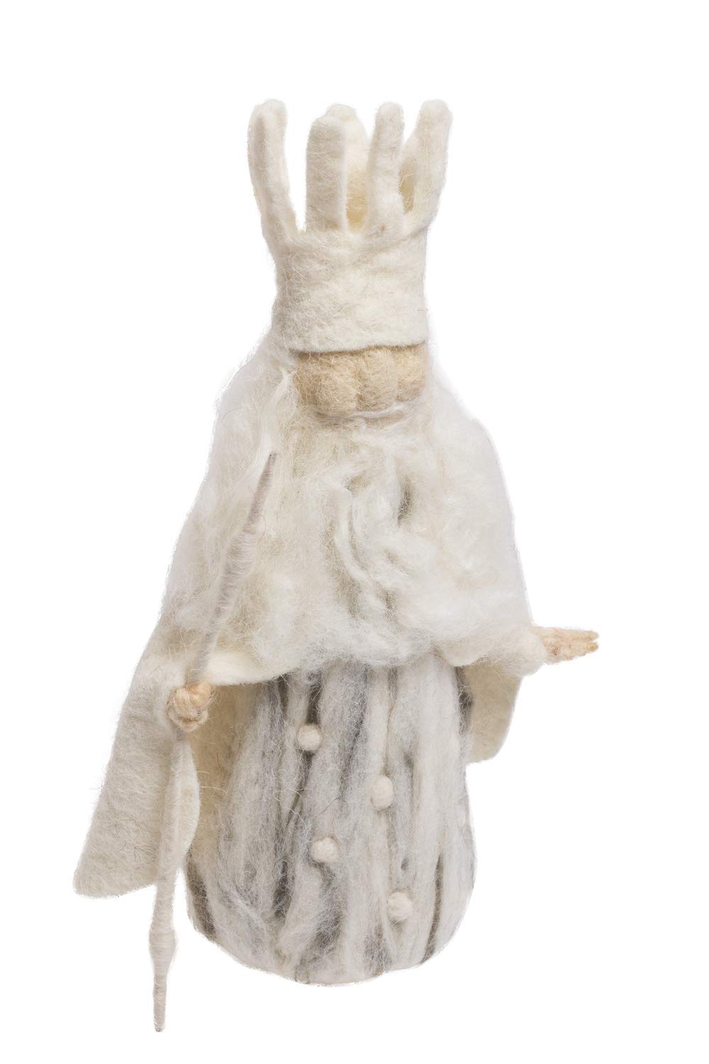 DeKulture Needle Felted Santa Claus Christmas Ornament (White) - Handmade Wool Felt, Xmas Tree Decoration