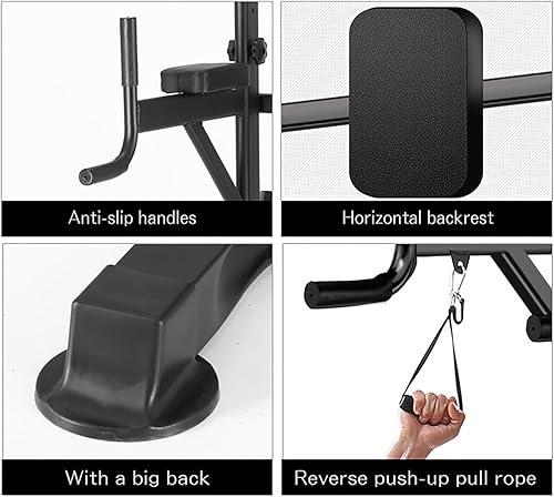 Miniatura 6 de Estación de inmersión de torre de fitness, estación de barra de dominadas y equipo de gimnasio multifunción para entrenamiento de fuerza en el