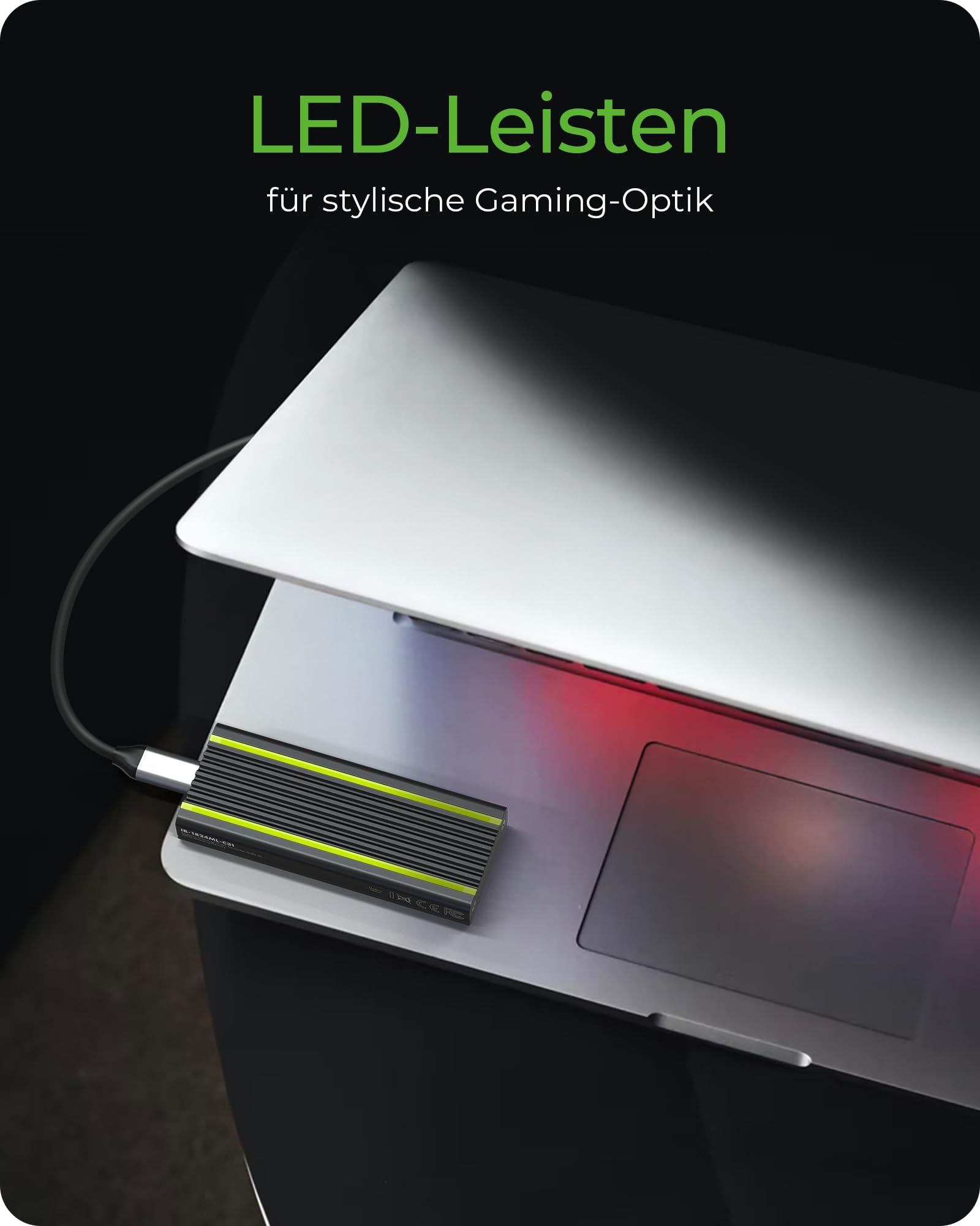 Icy Box IB-1824ML-C31 Obudowa do Dysku Twardego SSD, Czarny