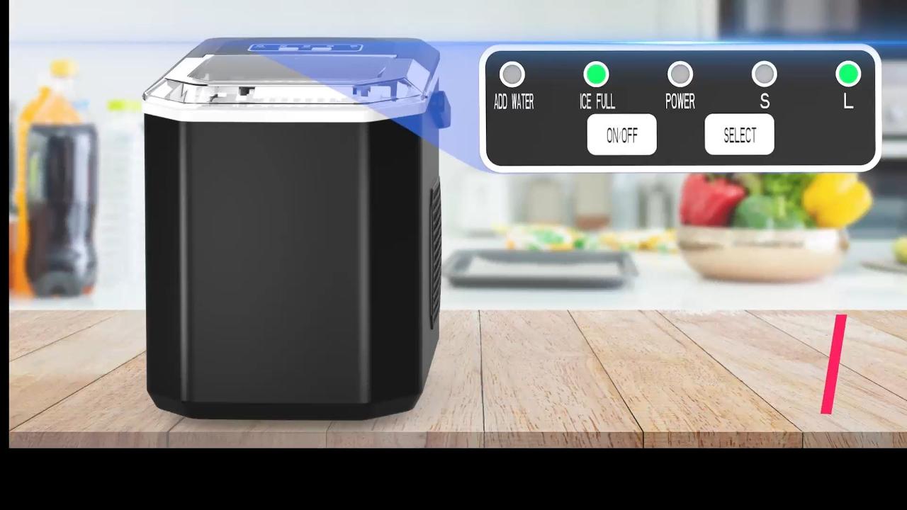 Ice Makers Countertop, 9 Bullet Ice Cubes 6 Mins, 26.5lbs/24Hrs