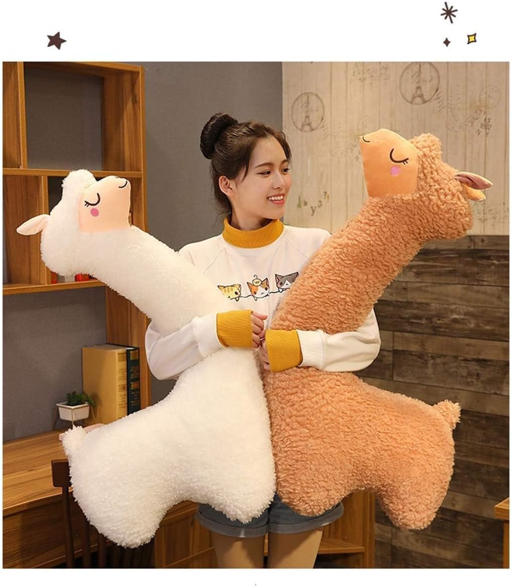 Hofun4U Llama Plush Pillow, 51 Inch Alpaca Plush Long Body Pillow, Alpaca Stuffed Animal, Christmas Holiday Birthday Gift (White)
