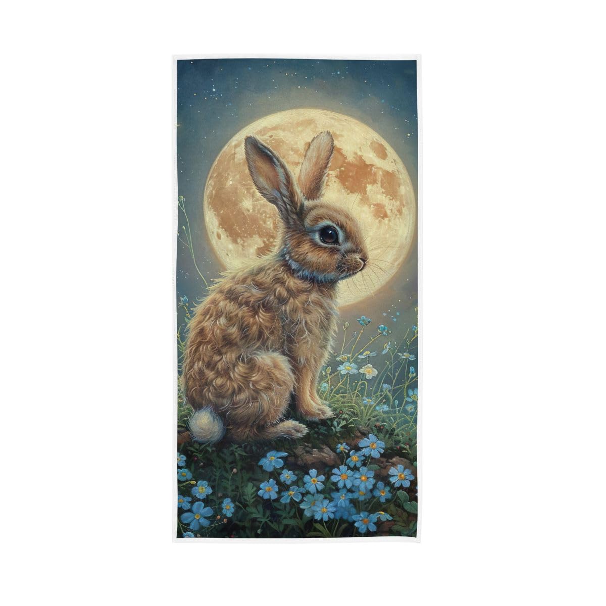 HUYGD Brown Rabbit Moon Hand Towels, Multipurpose Cotton Hand Towels for Bathroom, Gym, Hotel, Spa 15 x 30 Inches