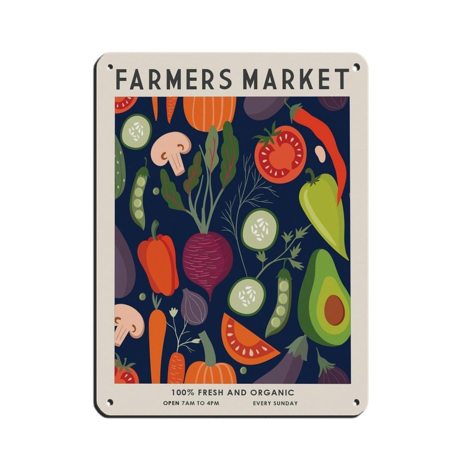 Farmers Market, Kitchen, VegetablePoster Tin Sign Vintage Metal Pub Club Cafe Bar Home Wall Art Decoration Poster Retro 12x16inch(30x40cm)