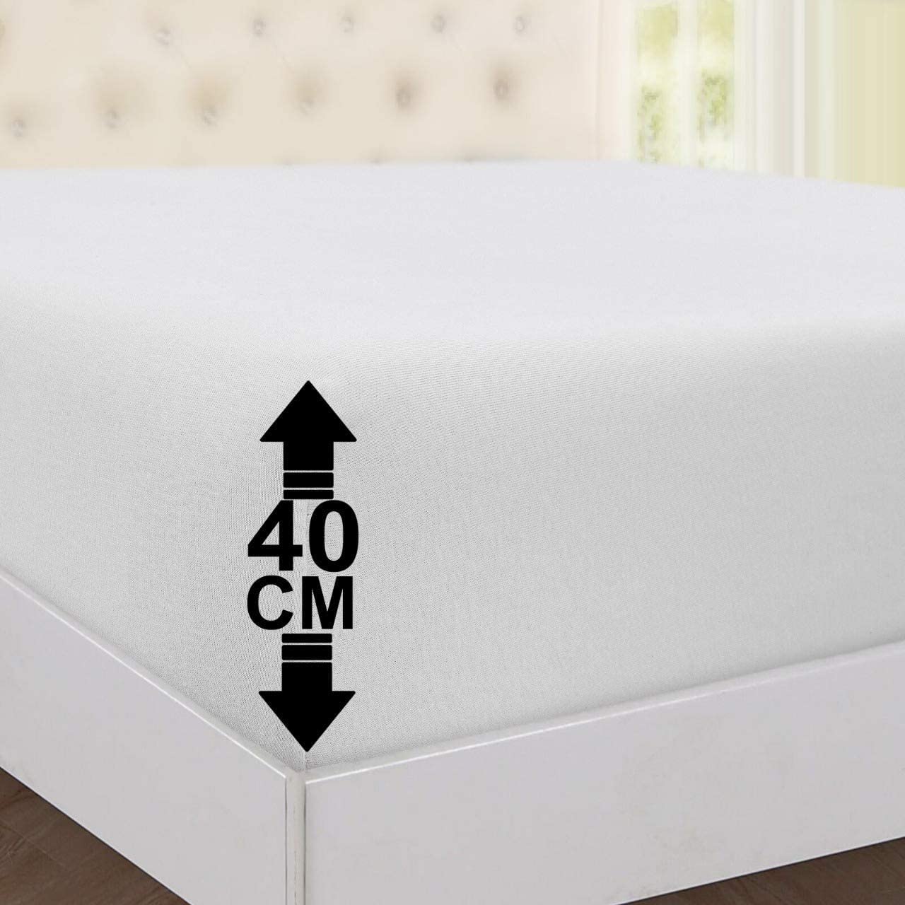 Extra Deep 40cm Fitted Sheet Bed Sheet Polly Cotton Single Double King Size (Single, White)