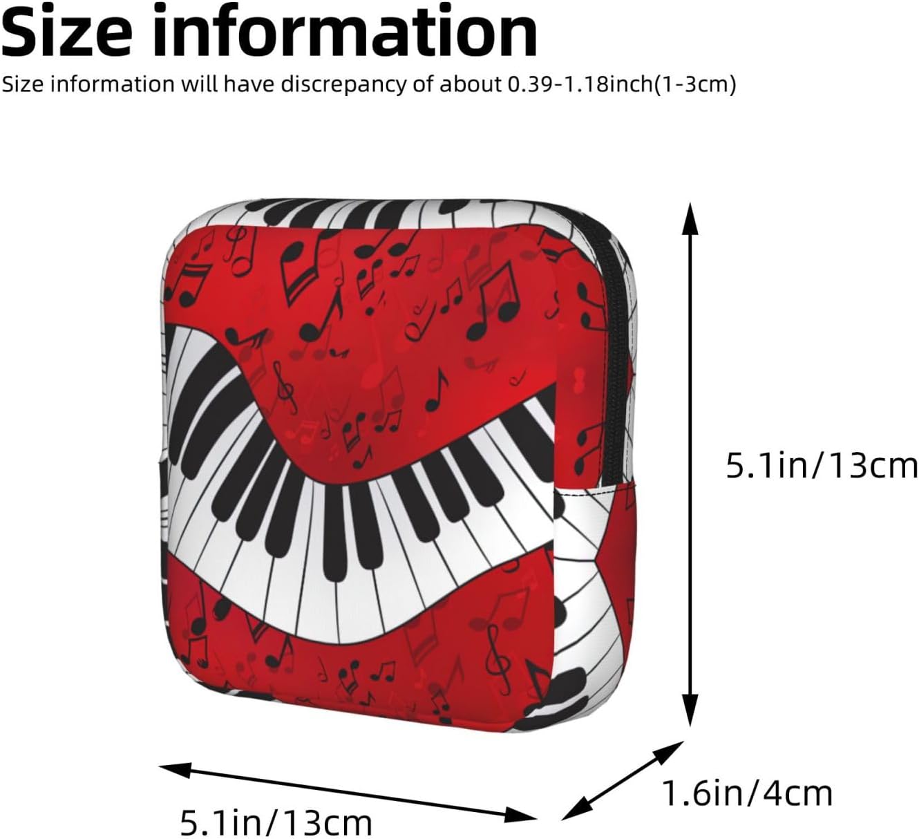 Music Note Piano Print Women Period Bag Sanitary Pouch Portable Pad Pouch Tampon Holder Small Zipper Pouch Storage Bag