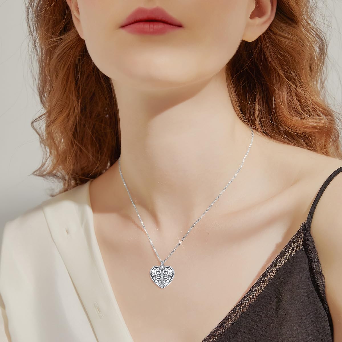 Collana con medaglione a forma di cuore personalizzato per ceneri e immagini, in argento Sterling 925, medaglione personalizzato per cremazione, per ceneri commemorative, gioielli da donna