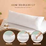 SHERWOOD Oreiller en coton pour le corps avec remplissage alternatif vers le bas.Combiner et rouler le progrès Oreil pour le Corps des adultes, oreiller long supportif doux pour les couches latérales, 20*54pouces