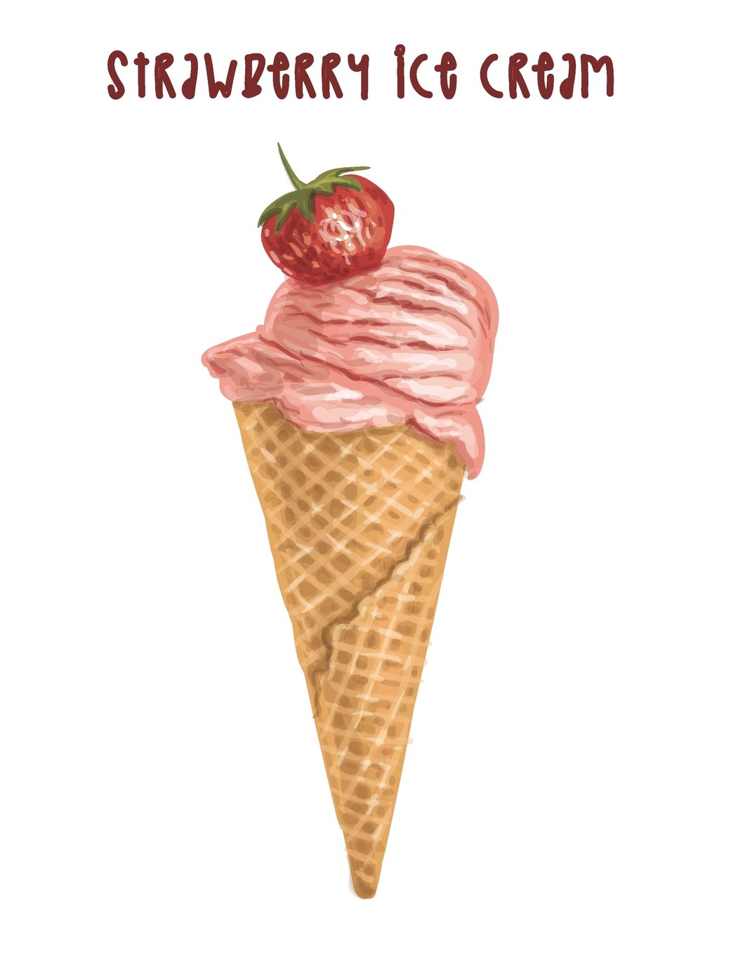 鉛筆画「Sweet strawberry ice cream」　B5大サイズ 鉛筆画「Sweet strawberry ice cream」 B5大サイズ 鉛筆画「Sweet