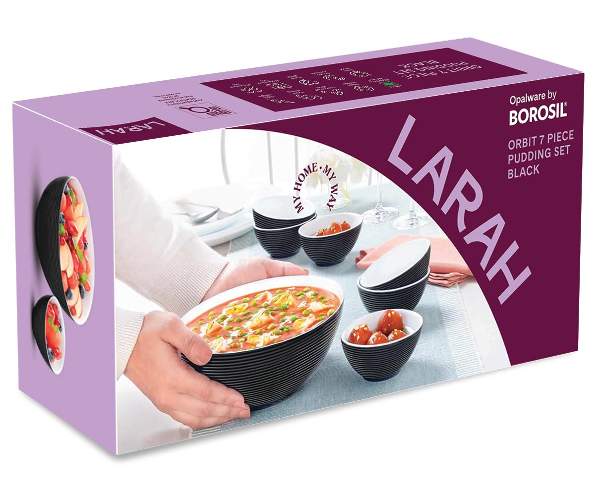 EYE PUDDING 7本セット Larah by BOROSIL Black Orbit Series Opalware 7 Pcs Pudding Set