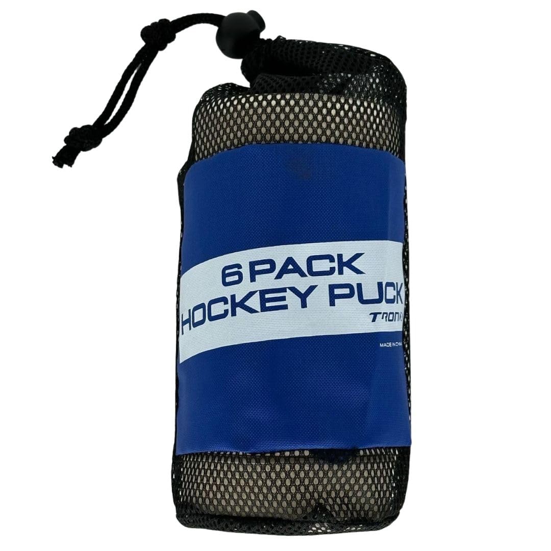 TronX Official White Goalie & Player Training Ice Hockey Pucks - 6oz White Puck - Regulation Size & Weight with Mesh Carrying Bag, Great for Improving Focus and Training (White 6-Pack)