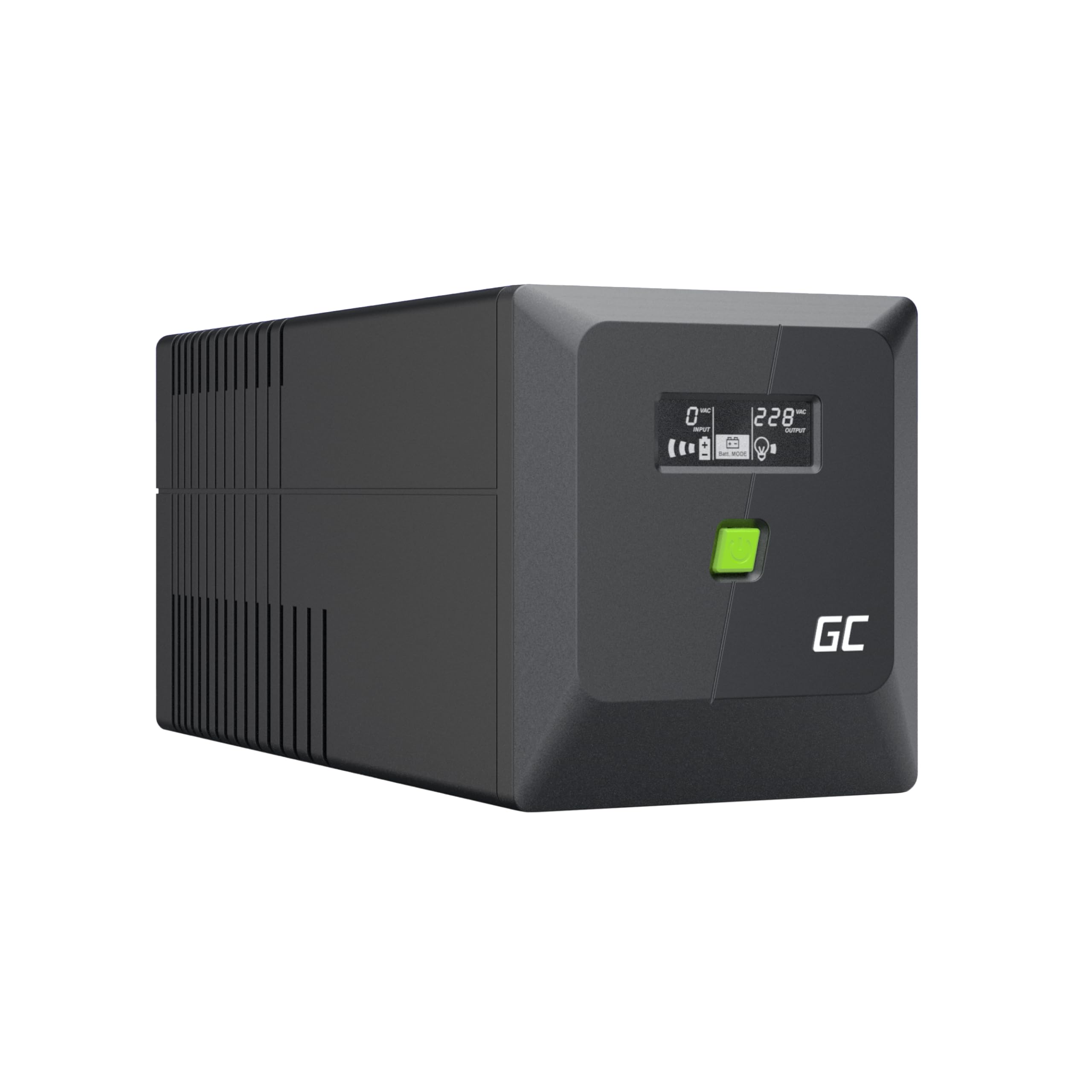Green Cell PowerProof Gruppo di continuità UPS 1000VA/600W con display LCD, onda sinusoidale modificata, protezione sovratensioni, backup energia, USB/RJ45, 2 prese Schuko + 2 IEC