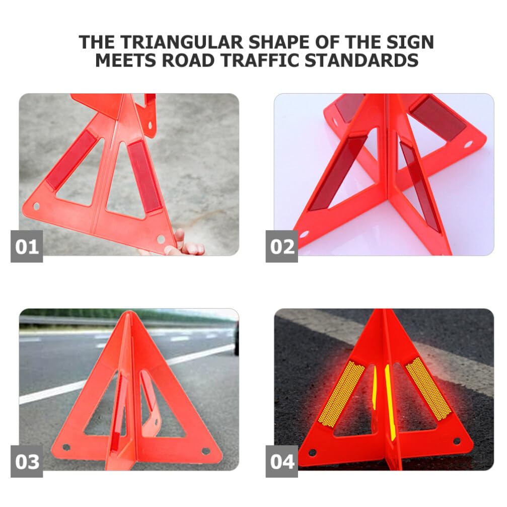SOLUSTRE 3pezzi Segnale di Avvertimento Triangolare Riflettente per Auto Triangolo di Segnalazione Stradale di Triangoli di Sicurezza per Veicoli