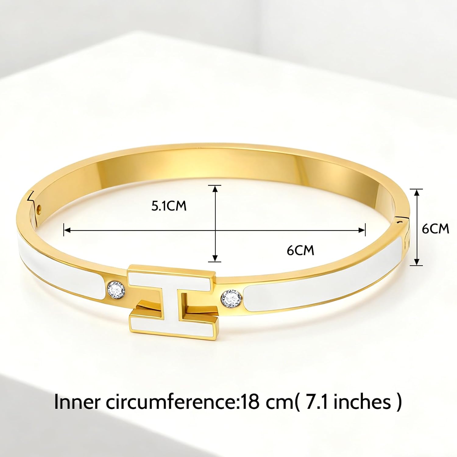 H Bracelets for Women 18K Gold Plated Bangle Bracelet Stack Cubic Zirconia Love Bangle Bracelets Set Gold Bracelet Stackable Trendy Jewelry Birthdays Christmas Gifts for Women - Image 2