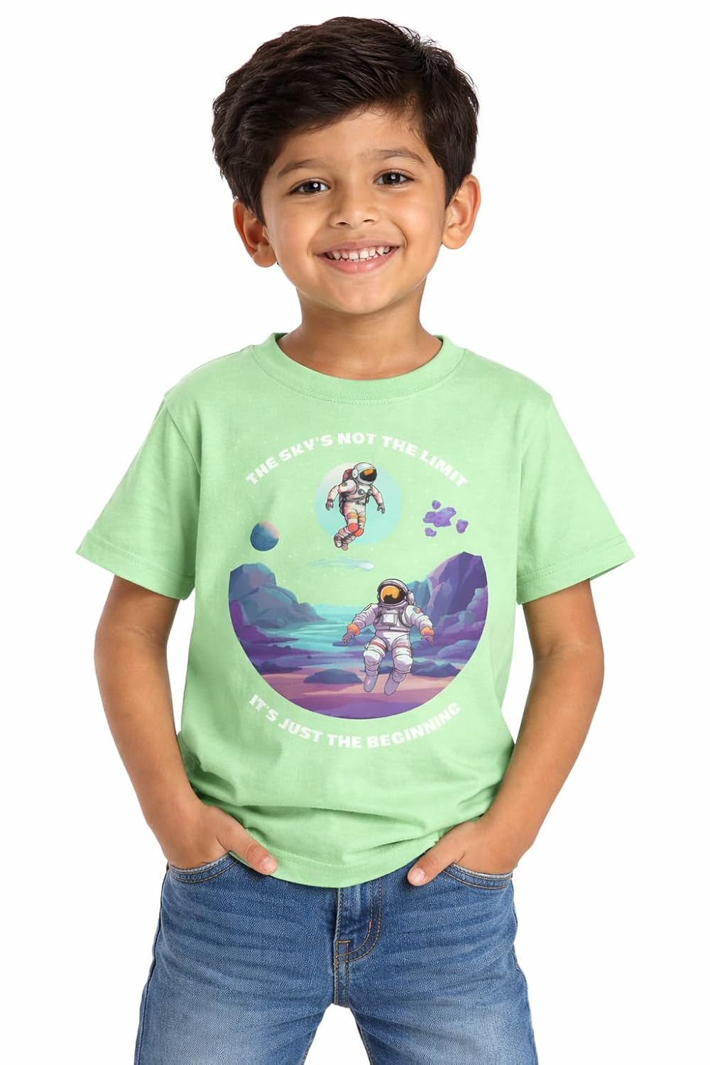 TheInkLayer Kids Round Neck Astronaut Space Print Premium Cotton T-Shirt, Black, Regular Fit, Casual Style, 2-8 Years - Review, Price and Buying Guide
