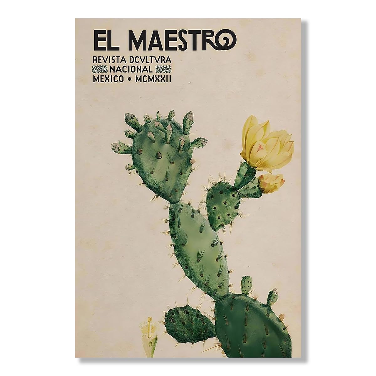 Generic Vintage Cactus Art Posters Mexican Culture Canvas Wall Art Green Succulents Prints Painting Nature Desert plant Art for Home Bedroom Dorm Wall Decor 12x18inch Unframed