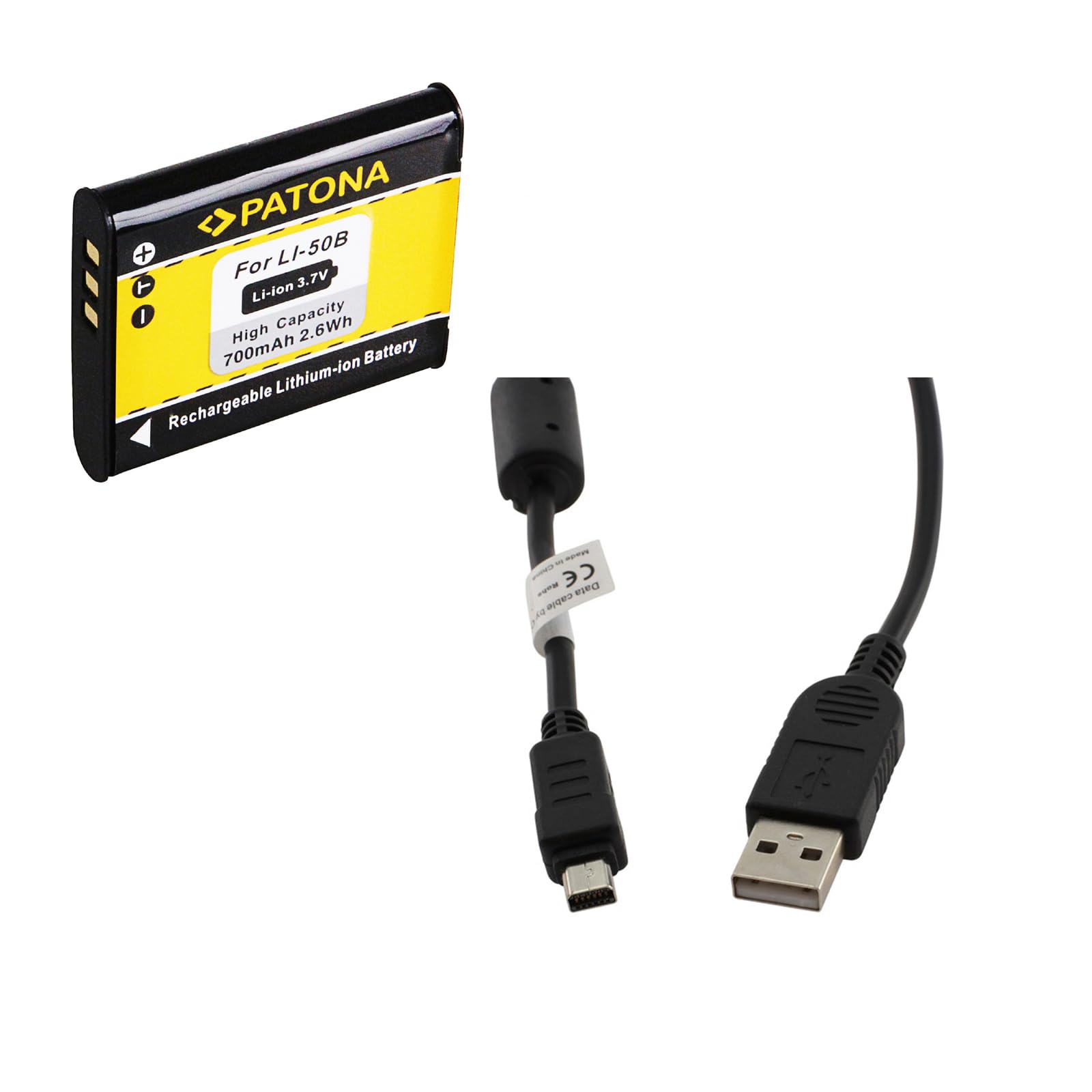 bg akku24   Caricatore e cavo di ricarica, cavo dati, cavo USB per Olympus SZ 30MR,SZ 31MR,SP 720UZ,SP 800UZ,SP 810UZ,SP 100EE,SZ 10,SZ 11,SZ 12,SZ 14, SZ 15,SZ 16,SZ 20,XZ 2,CB USB5/CB USB6/CB USB8