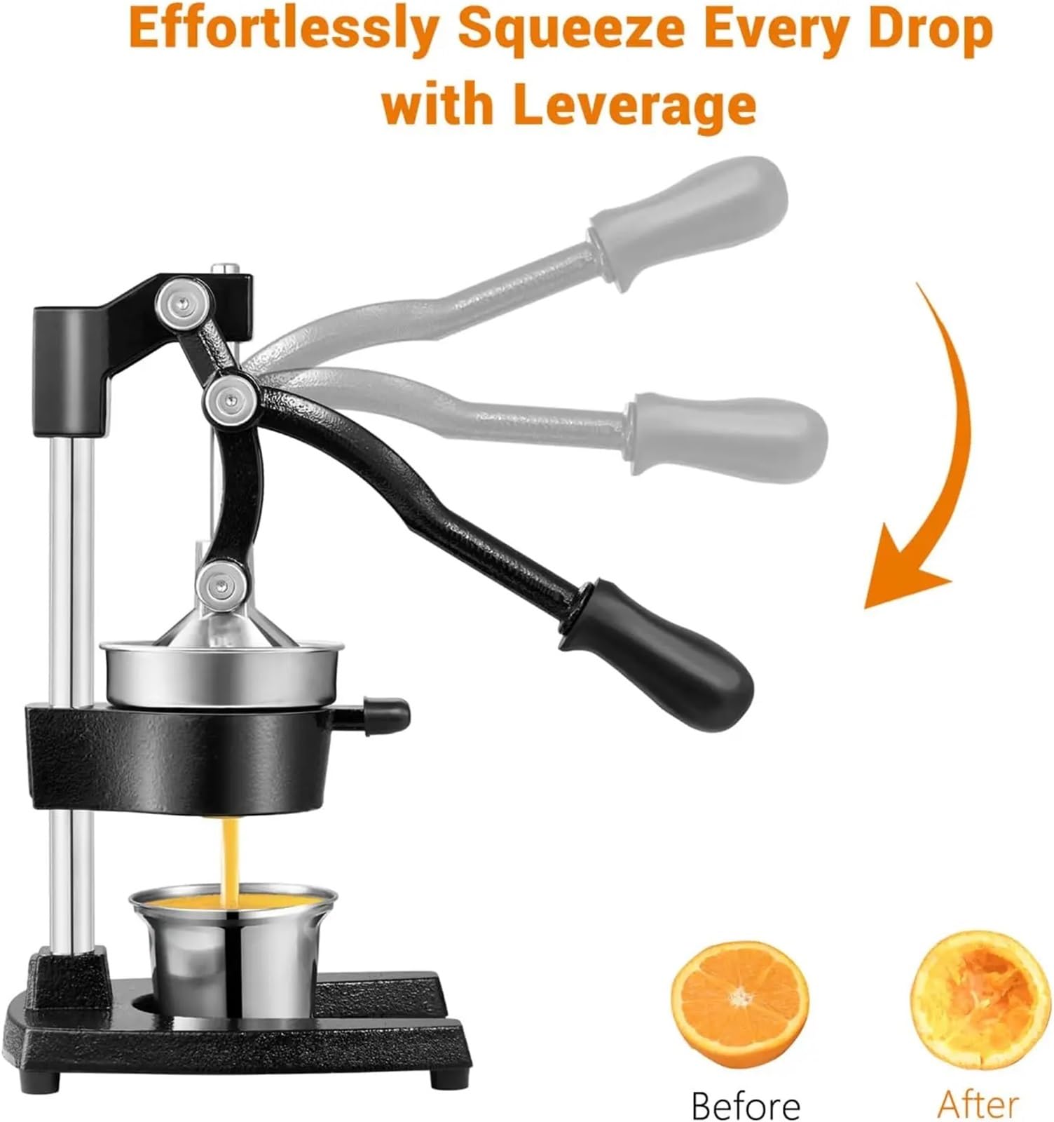 Exprimidor manual de frutas, Exprimidor Manual de Hierro Fundido for Naranja, Limón, Lima, Granada, 40 cm