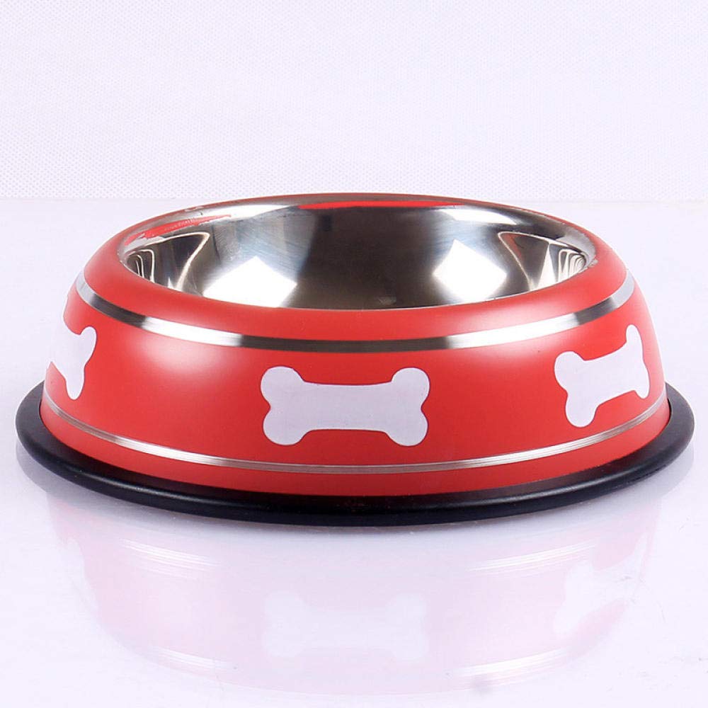 GVRPV Stainless Steel BowlDog Cat Bowls Stainless Steel Non-slip Colorful Pet Basin Feeding Feeder Water Bowl for Pet Dog Cats Puppy Pet Supplies-Red_L