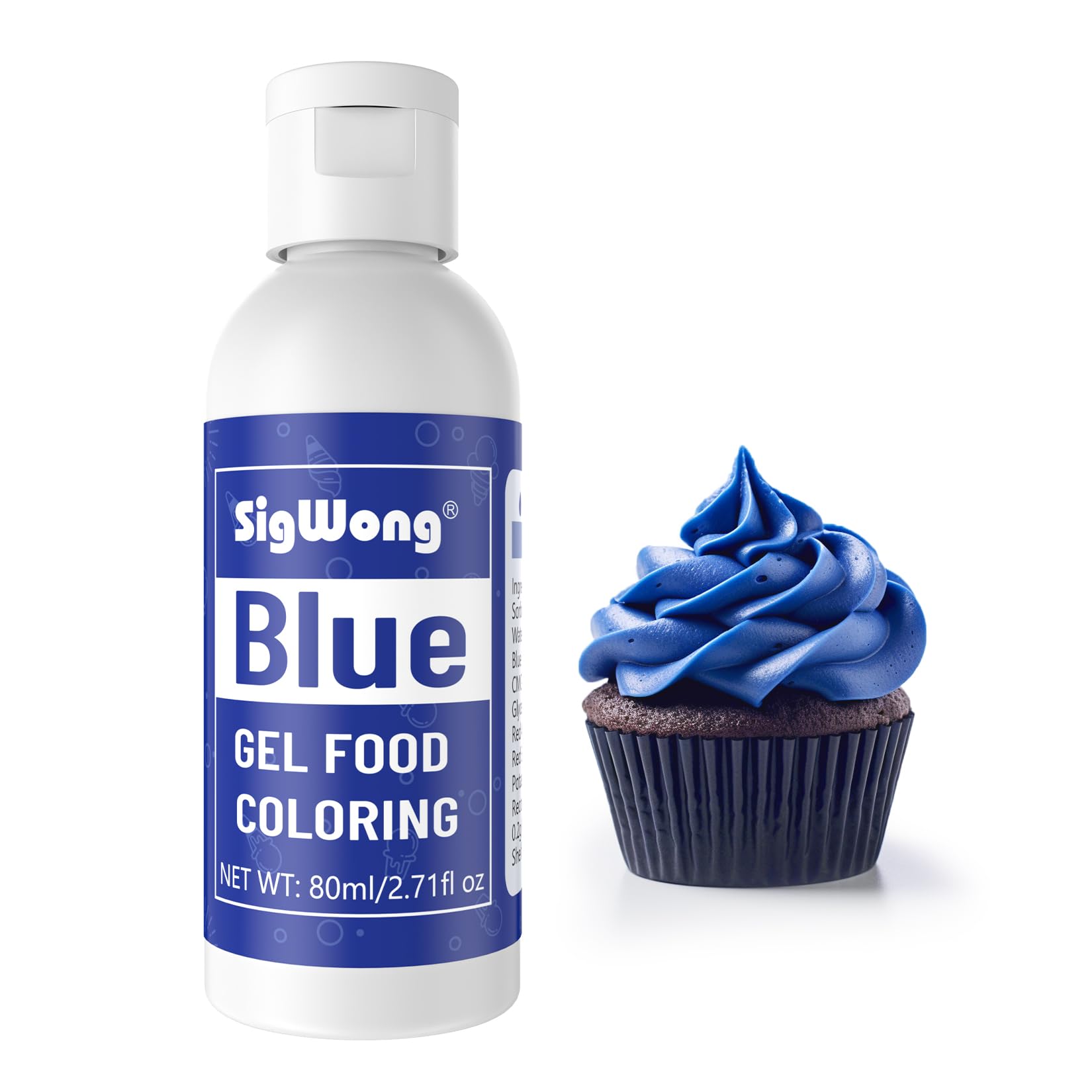Gel Food Coloring - 80ml Blue Flavorless Gel Based Food Color Dye, Vibrant Edible Concentrated Food Coloring for Cake Cookie Decorating, Easter Egg, Icing, Fondant, Baking, Macaron - 2.71 Fl.Oz Bottles