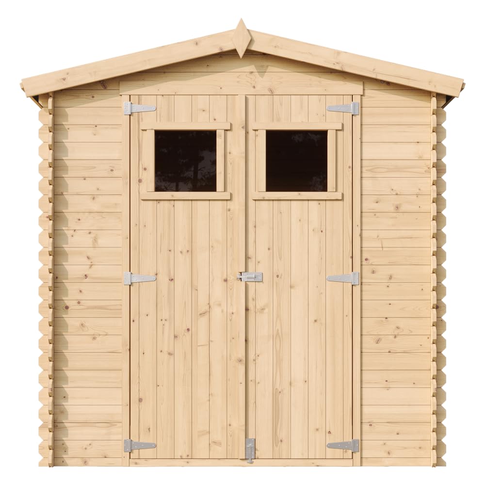 TIMBELA M343 Casetta da Giardino in Legno per Esterni - L216xL206xA218 cm/ 3.53 m2 - Piccola Casetta in Legno, Rimessa Attrezzi, Deposito Bici