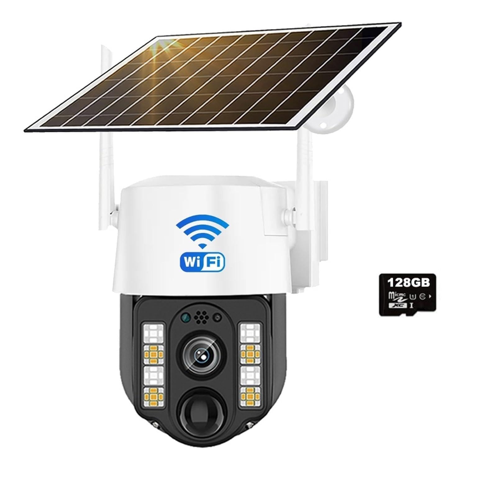 JVDDI 4G/WiFi Solar Camera Outdoor Waterproof IP Camara PIR Human Detection CCTV Security Protection Built In Battery With Solar Panel(WiFi Cam 128G Card)