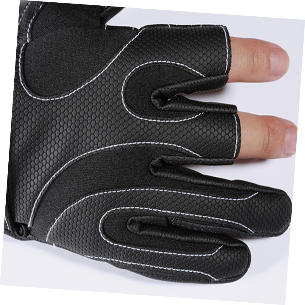 YARNOW 2pares Guantes De Pesca Antideslizantes De para Actividades Ajustables y Equipamiento De Ciclismo y Pesca Negro
