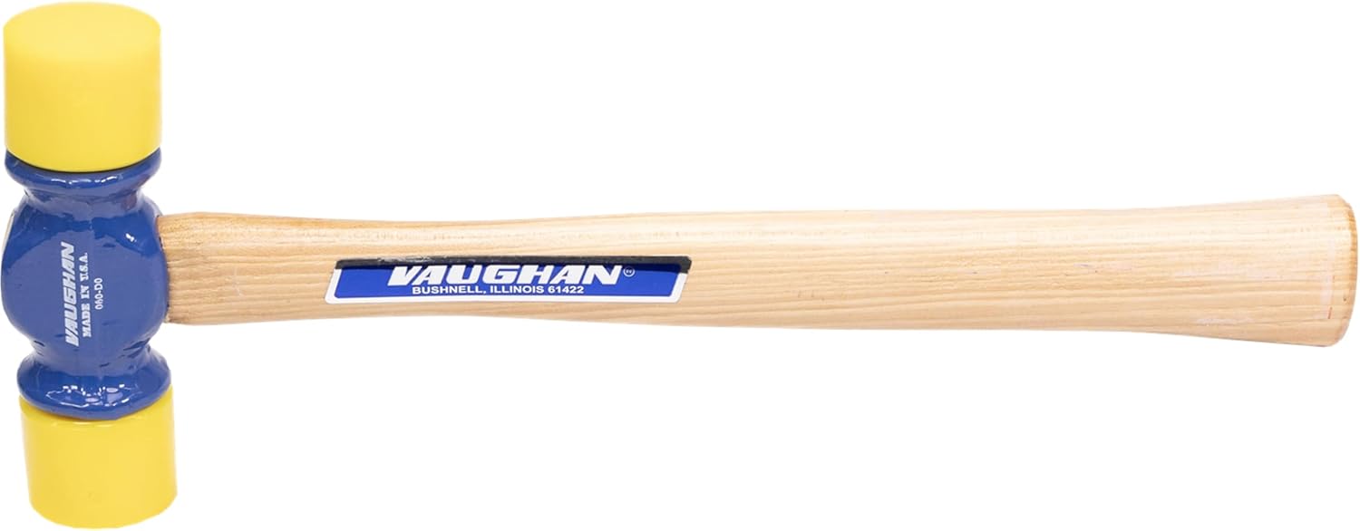 VAUGHAN Soft Face Hammer 12 Oz, Mallet, Assembled in the USA | Replaceable Soft Red and Hard Yellow Tips, American Forged High Carbon Steel Head, Furniture Assembly, VN19425