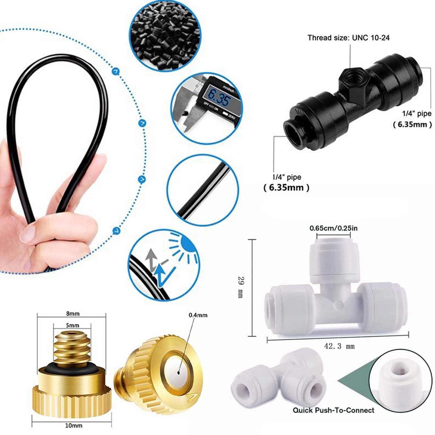 Sistema Di Irrigazione E Raffrescamento A Nebulizzazione,Sistema Fai-Da-Te Di Raffrescamento A Nebulizzazione D'Acquarimovibile,Per Esterni Patio,Giardino,Serra,Ombrellone，23M