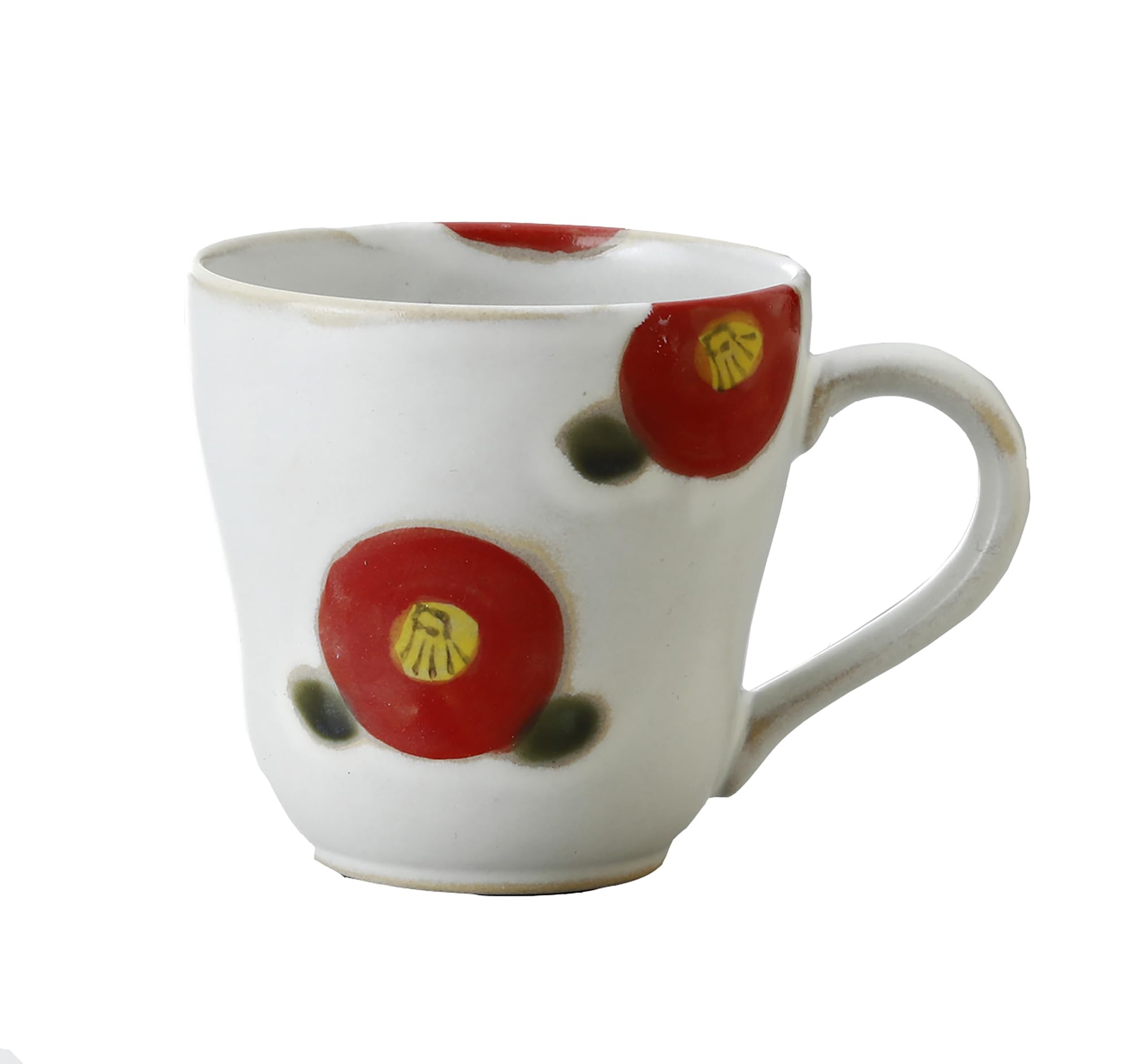 Seto Ware Red Camellia Mug Handpainted Earthenware Coffee Cup Made in Japan