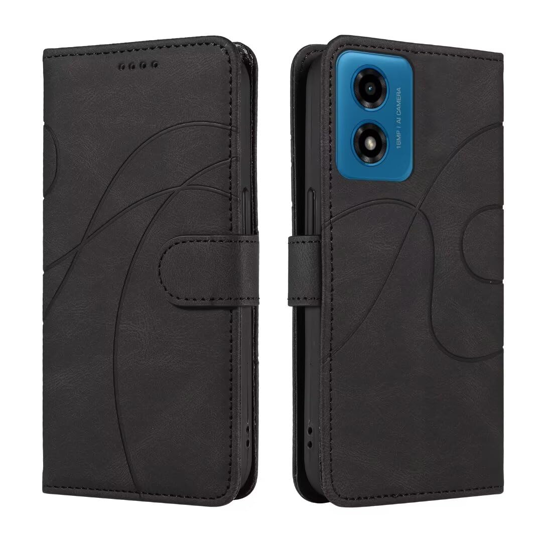Bnvdfre for Motorola Moto E14 / G04 / G24 Case Flip Wallet Phone Cover PU Leather Shockproof Card Holder Magnetic Stand Protective Case for Motorola Moto E14 / G04 / G24