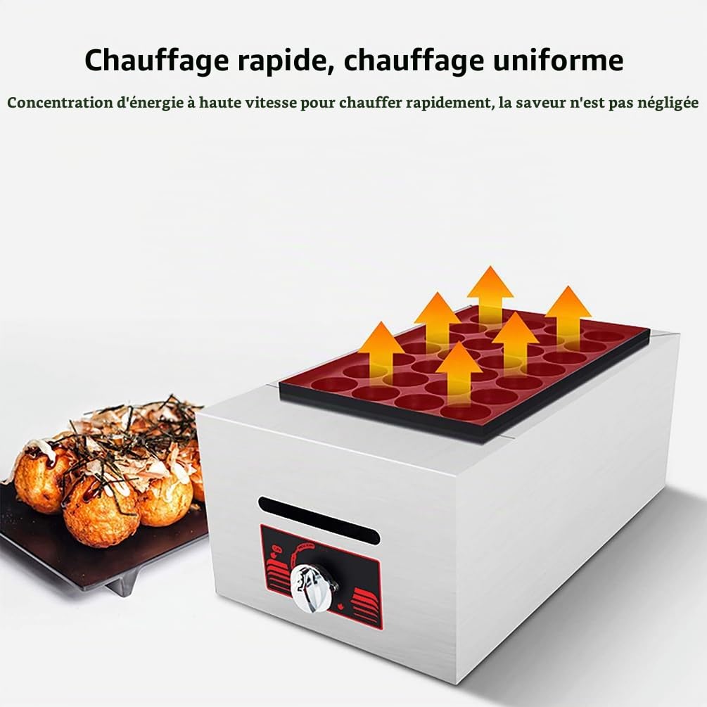 Machine à Takoyaki Commerciale 28/56 Pièces/par Temps, Machine à Takoyaki à Gaz à Double Plaque, Machine à Boulettes De Poisson De Poulpe en Acier Inoxydable, Machine à Griller Les Boulettes De