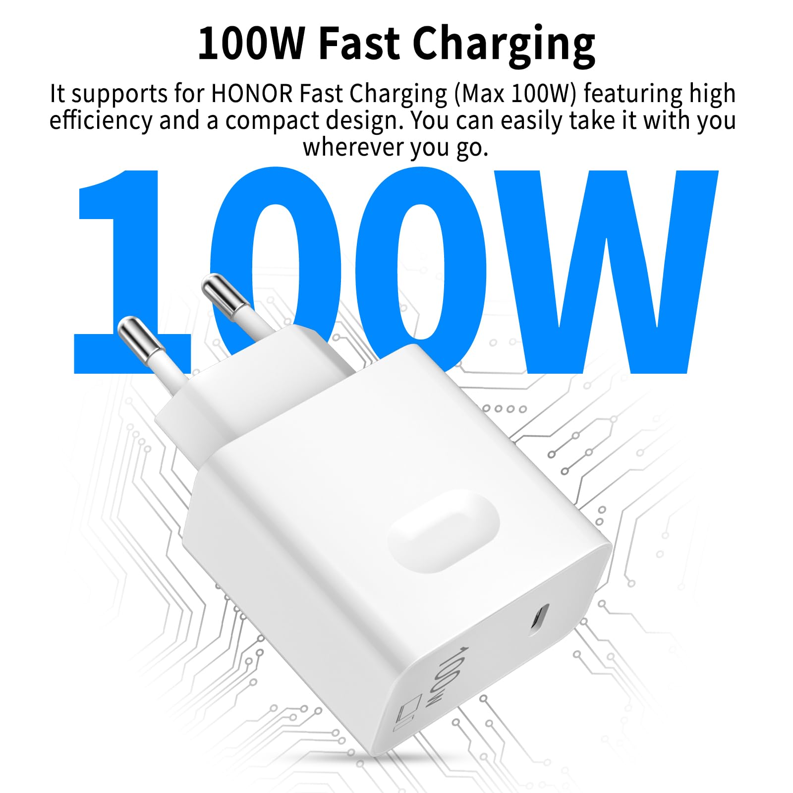 Ładowarka 100W SuperCharge do HONOR 400 200 Pro 200 Lite Magic6 Magic8 7 6 5 4 3Lite Magic7 Pro, 100 W PD Szybka ładowarka z 6A Kabel USB C 1M do HONOR X9c X8b X8b X7b X6b X9b X9a 400 70 0 70Lite