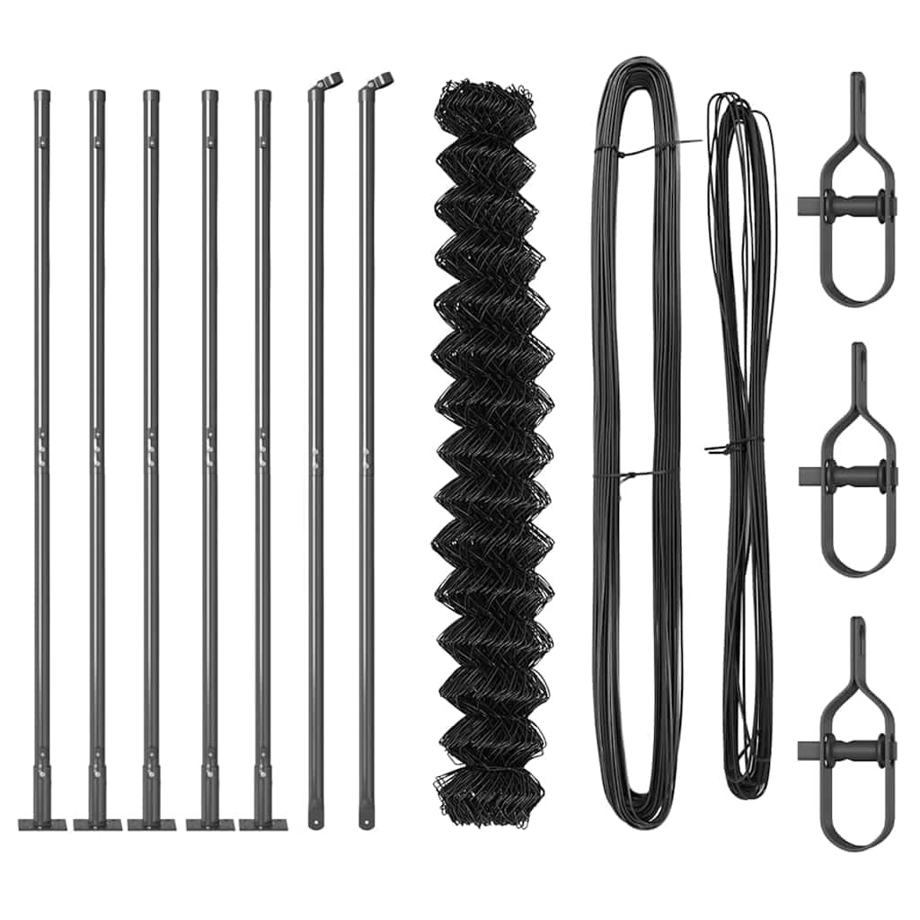 Lot de 10 poteaux de clôture gris de 1,5 m de hauteur en acier avec revêtement en PVC, mailles de 60 x 60 mm, résistants à la corrosion et aux intempéries, pour jardin et terrasse
