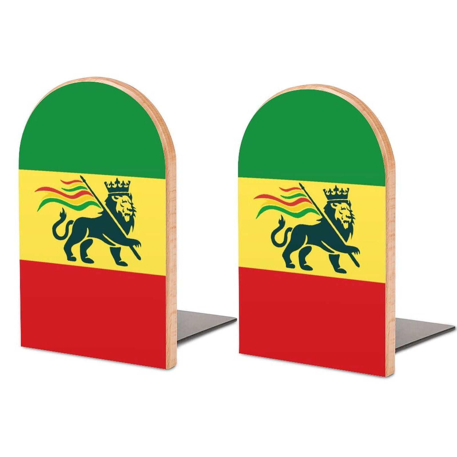 Nclqvjxzkhw Style Ethiopian Rastafarian Lion Flag Book Ends For Shelves Bookends Bookshelf Holder Stand Books Stopper Home Office Decor