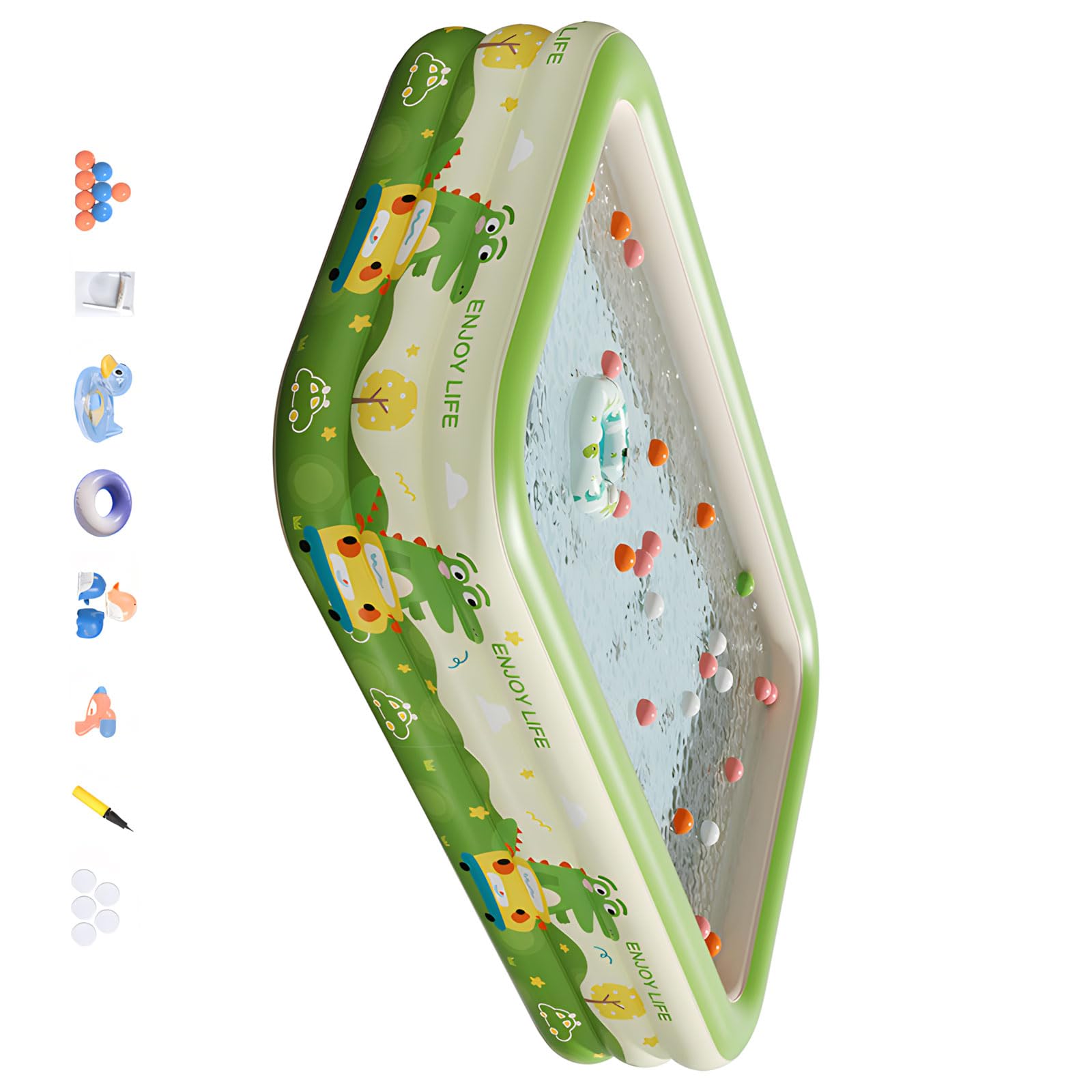 Piscina gonfiabile di grande capacità, 180 x 130 x 56 cm, in PVC pesante, ideale per la famiglia e la stagione calda, per feste di intrattenimento